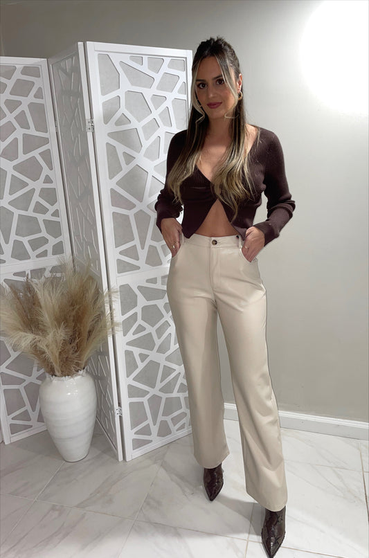 Faux Leather Straight Leg Pants