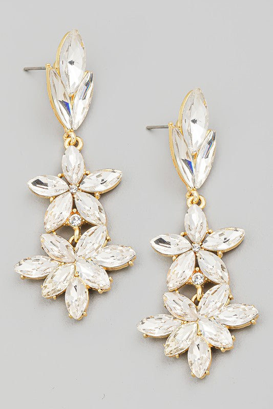 Flower Rhinestone Drop Earrings