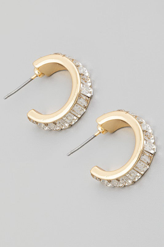 Mini Rhinestone Hoop Earrings